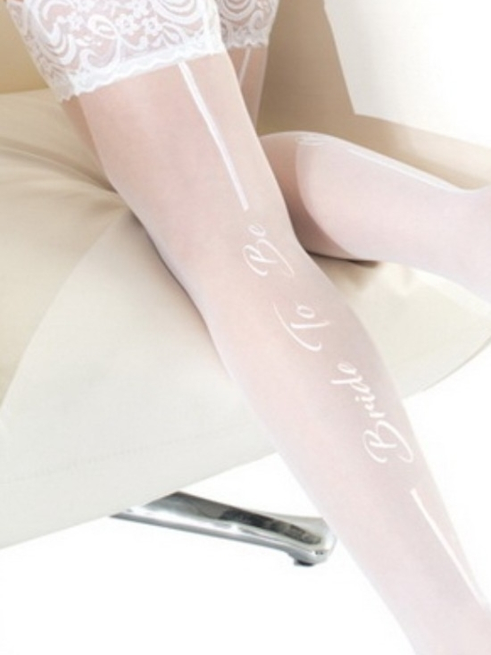 Bride To Be White Bridal Thigh-High Tights